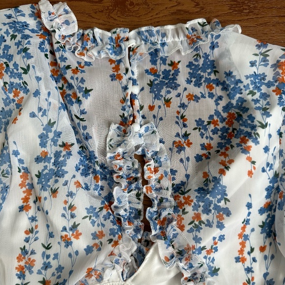 Long Sleeve Casual Summer Ruffle Backless Floral Flowy Swing Mini Dress - Picture 2 of 6